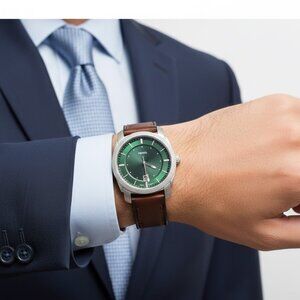 NWT Authentic Fossil Machine Quartz Green Dial Men's Watch